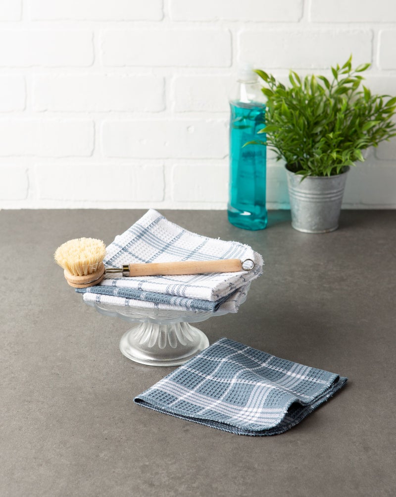 DII Waffle Weave Kitchen Collection, 100% Cotton, Kitchen Set, Blue 8 Piece - Image 5